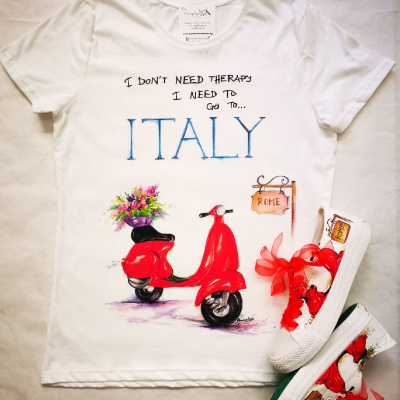 Тениска и рисувани кецове "Vespa red"