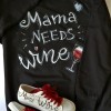 Суичър и рисувани кецове "Mama needs wine" черно