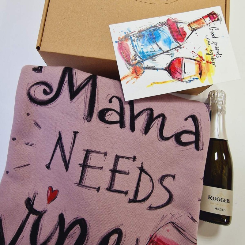 Кутия "Mama needs wine" лилаво 3