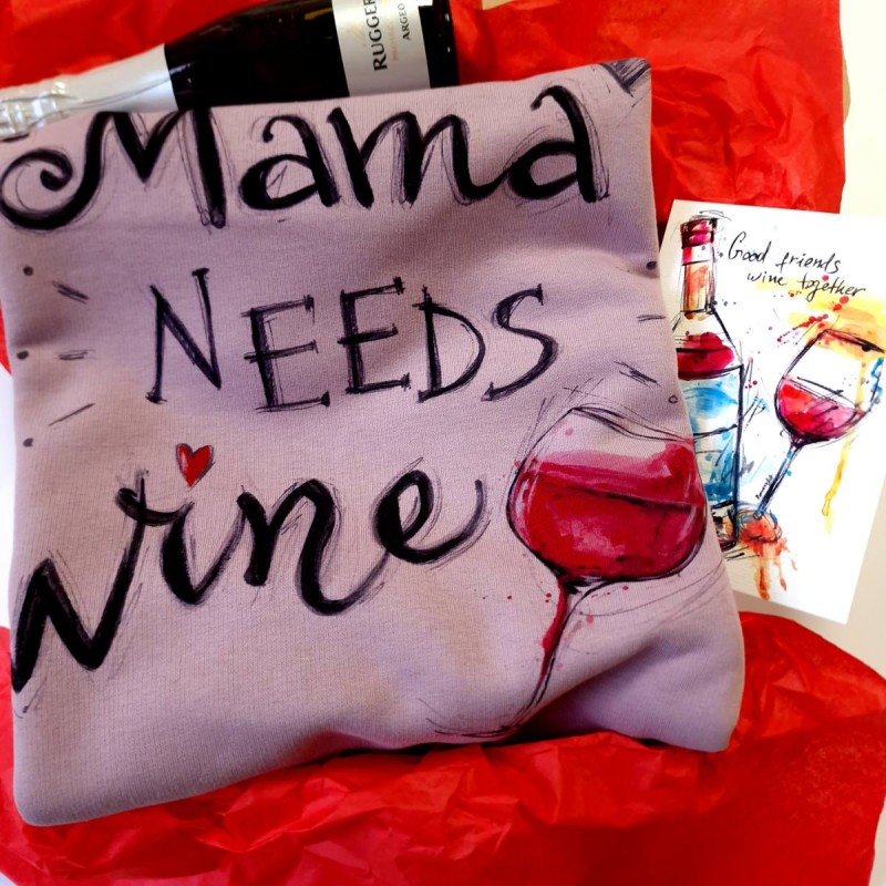 Кутия "Mama needs wine" лилаво 3