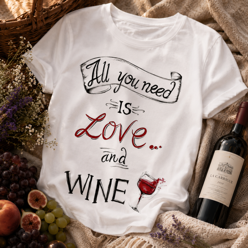 Тениска "Love and wine"